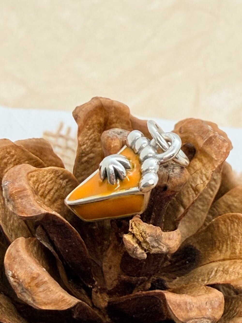 James Avery Enamel Pumpkin Pie Charm Sterling Silver Thanksgiving Pie